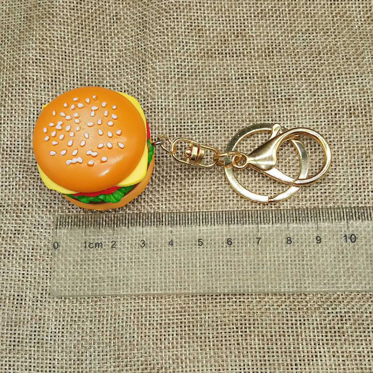 Wholesale Simulation Hamburger Plastic Keychains